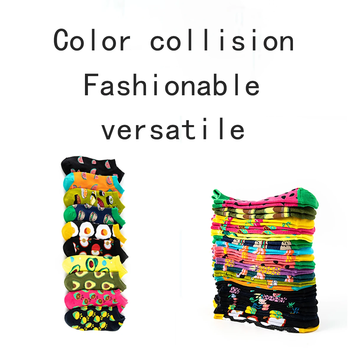 5 pairs of fun cartoon patterned round neck socks for children and teenagers, trendy socks made of cotton blend, breathable,