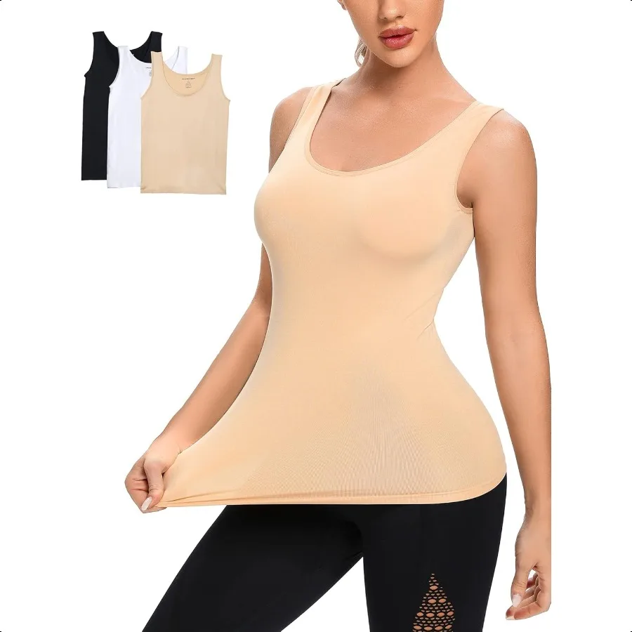 

Womens Tank Tops Seaml Black White Gray Nude
