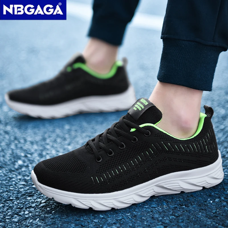 Lightweight Men Casual Sport Shoes Summer Breathable Walking Knit Shoe Anti-slip Men\'s Flats Outdoor Athletic Running Shoes