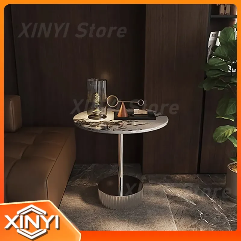 Light Luxury High-End Stone Sofa Edge Round Italian Minimalist Living Room Small Round Coffee Table Simple Modern Corner