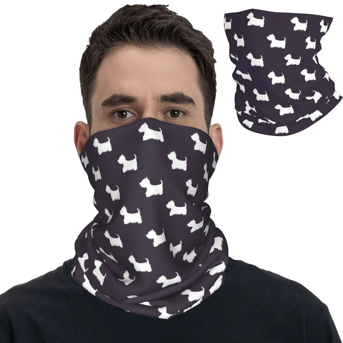 Masque facial imprimé cagoule pour adulte, bandana à motif de chien mignon, écharpe multi-usage, cyclisme, équitation, unisexe, respirant