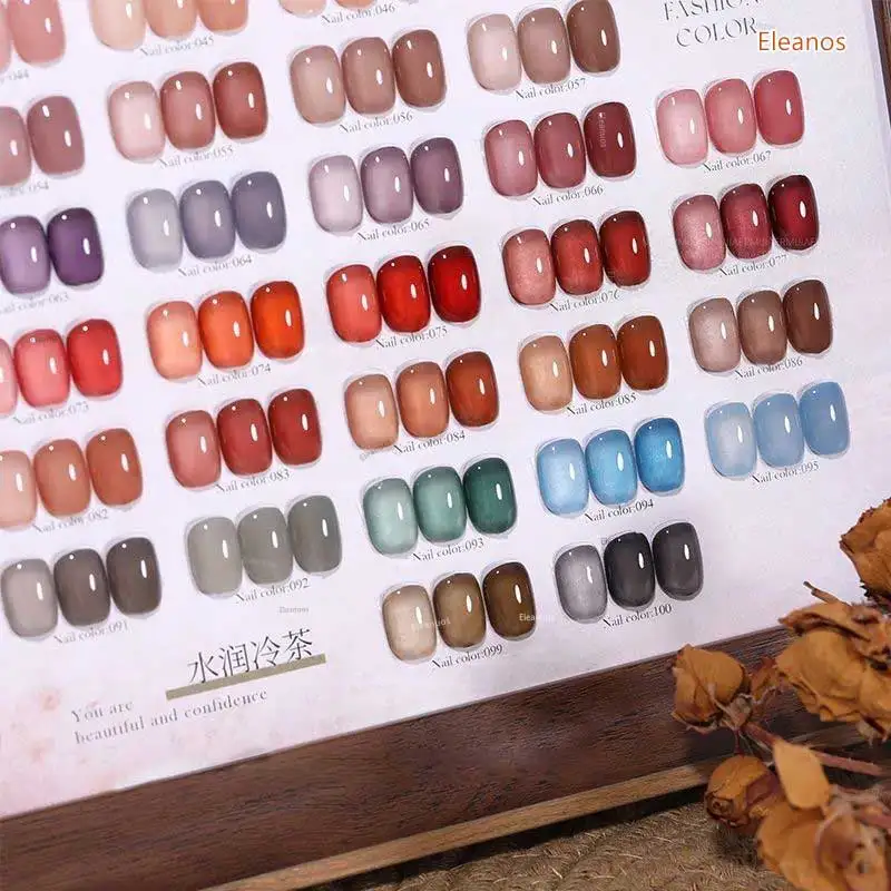 Eleanuos 100 pièces gelée verre Gel vernis à ongles ensemble avec carte de couleur cristal nu rose tremper Kit de Gel UV pour Nail Art manucure Gel