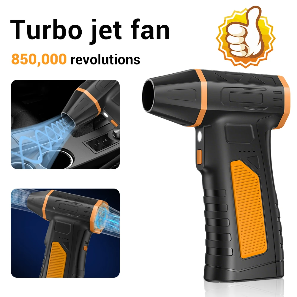 منفاخ هواء توربو جيت متعدد الوظائف ينفخ الرياح/نفخ الثلج/قابل للنفخ/إضاءة منفضة هواء كهربائية للكمبيوتر ولوحة المفاتيح والسيارة
