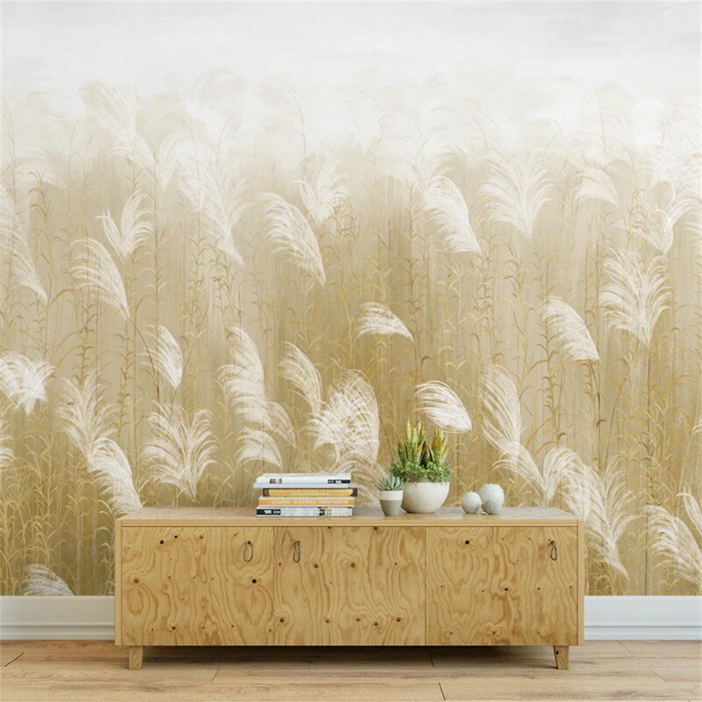 Custom Nordic Reed Grass photo wallpapers Living Room Landscape Painting TV Background papel de parede 3d Stickers Wall Paper
