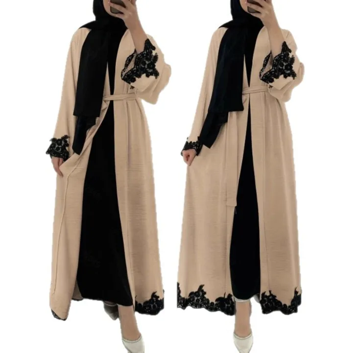 

Комплект из 2 предметов: Женский костюм-абайя и кардиган для Ид, мусульманские праздничные платья, кружевная джалабия, кафтан для Рамадана, Марокко, Дубай, исламские платья