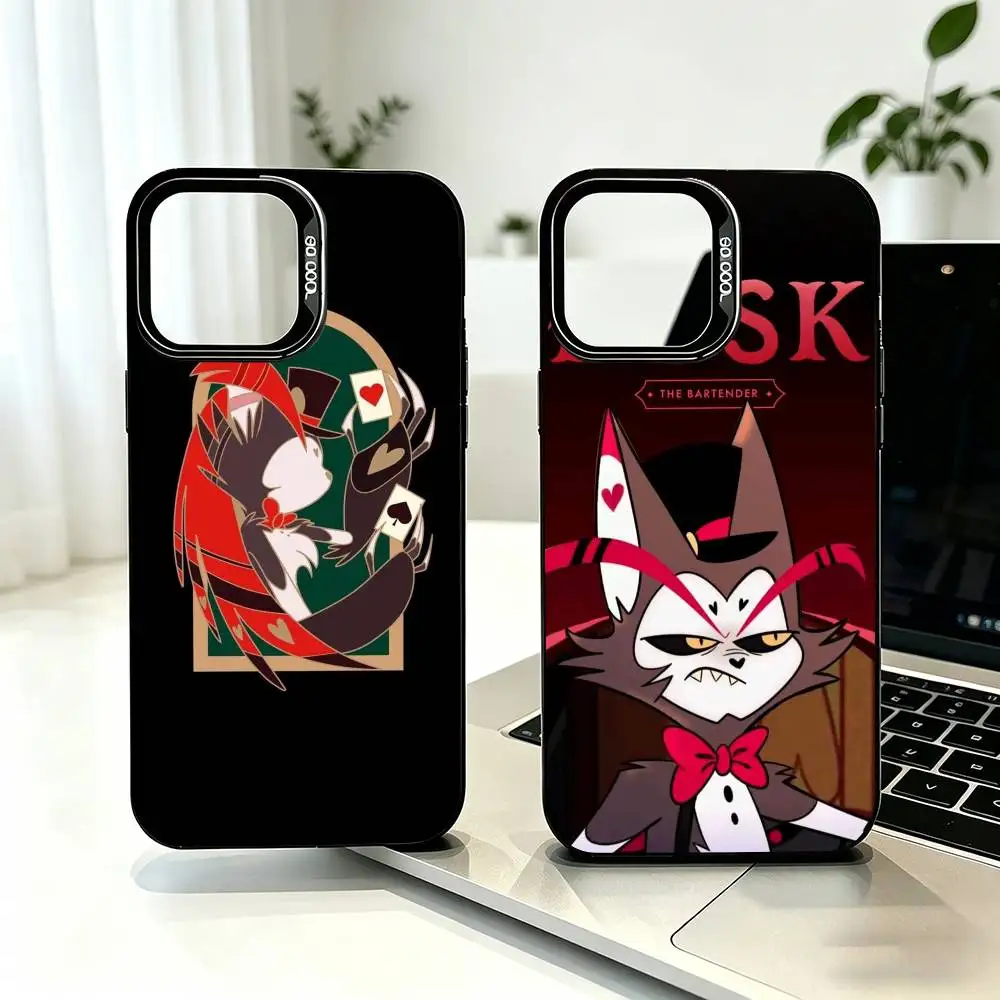 H-Husk Hazbin Hotel Graphics Phone Case For iPhone 17,16,15,14,13,12,11 Plus,Pro Max,XS,Colorful Silver Phone case Funda Cover