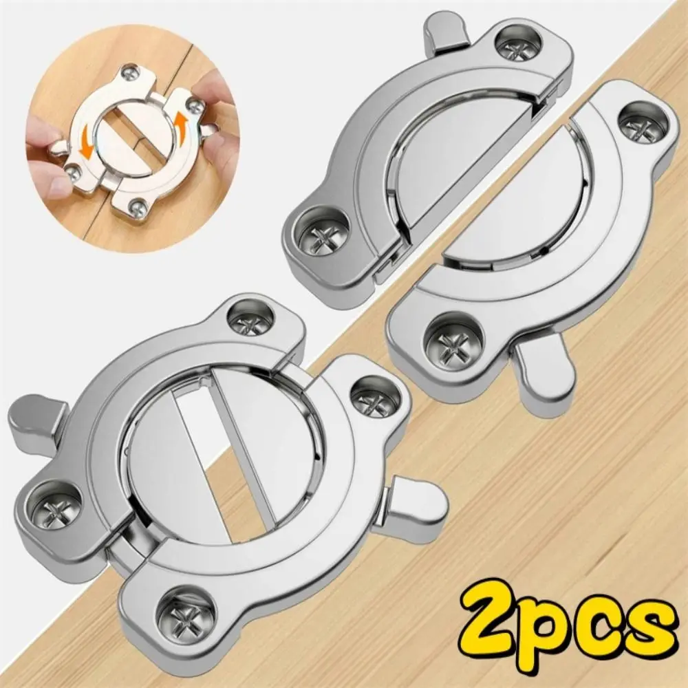 2 pcs Desk Supporting Tabletop Connector Folding Hinge Desktop Combination Folding Table Buckles Zinc Alloy Silver