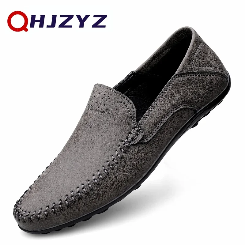 Men's Genuine Leather Loafers Moccasins Slip-On Casual Boat Shoes Formal Handmade Designer 2025 Zapatillas Hombre