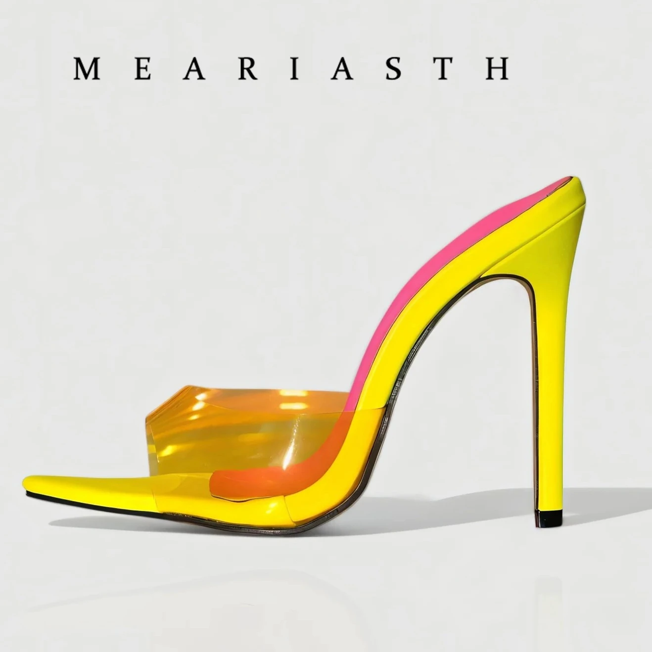 

Summer Womens mule Slippers Fashion Matte Leather Pointed Toe Slip On Ladies Shoes Stiletto High Heel Sandals Plus Size 41 42