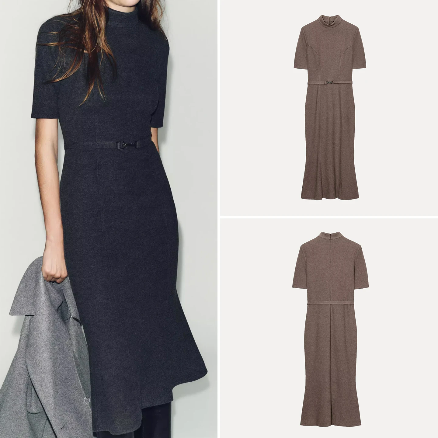 

Faionable ort Sve Belted Dr Women's Sle Personali Autumn 2025 Z Other Material Other00% Skirt Other