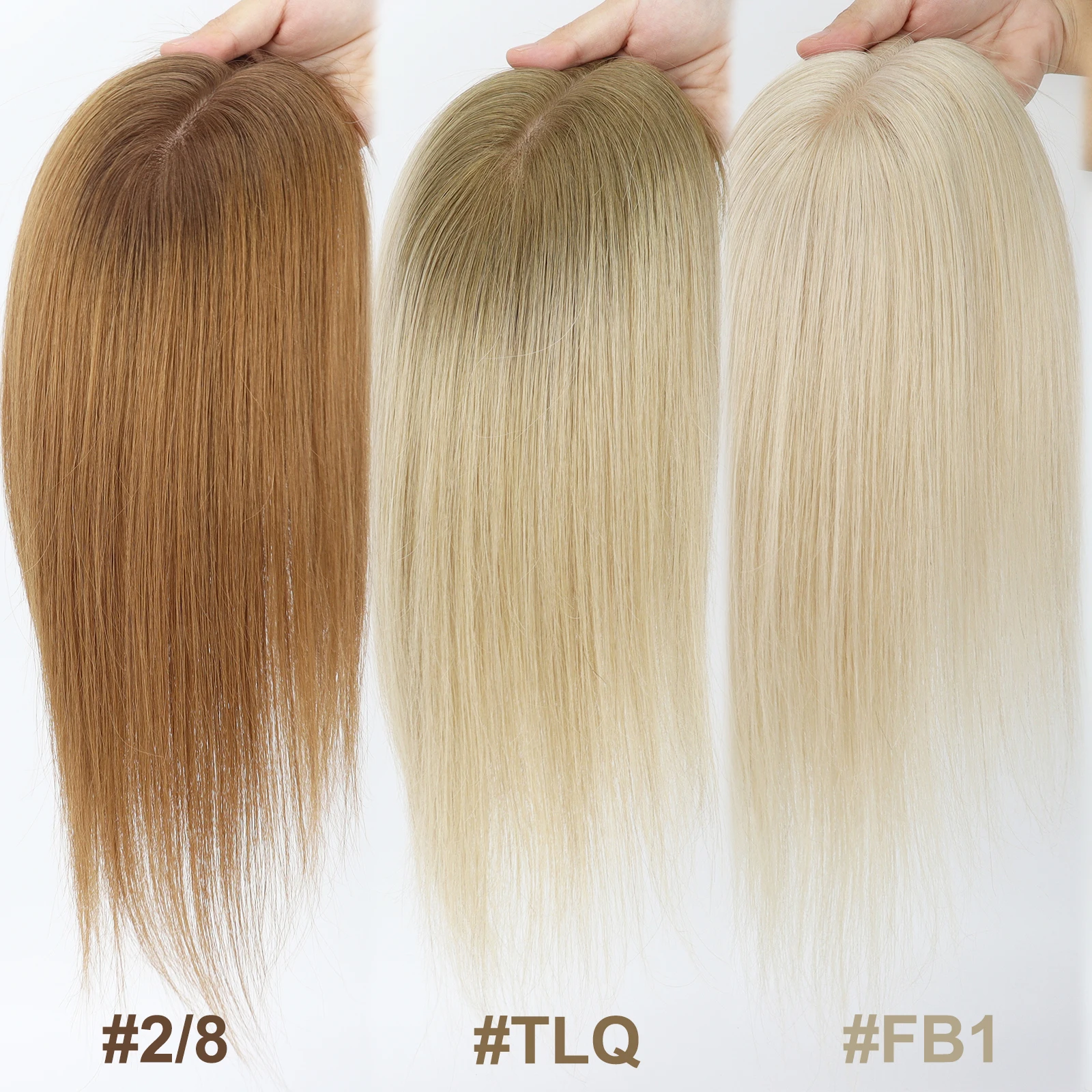 

8x12cm Silk Skin Base Topper with Clips in 150% Density Virgin European Human Hair Toupee Women Natural Scalp Silk Top Cover