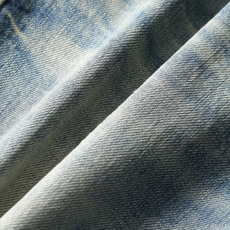 Fashion Designer Men Jeans High Quality Retro Washed Blue Stretch Slim Fit Ripped Jeans Men Vintage Trousers Casual Denim Pants