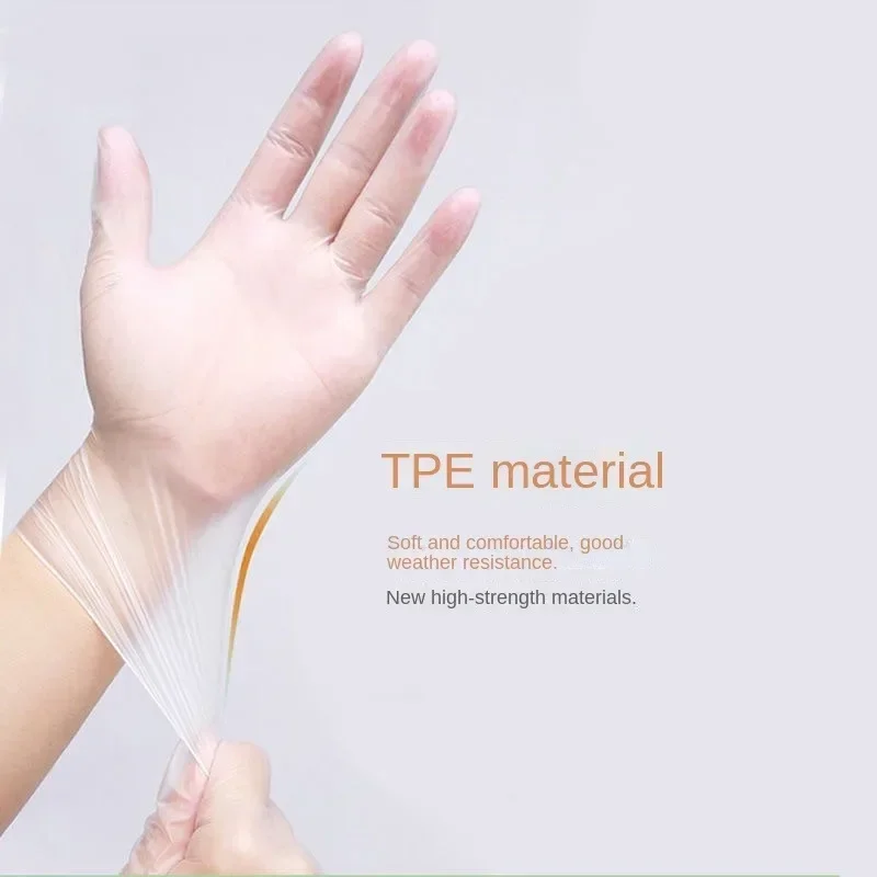 100pcs/box Food Grade Disposable TPE Transparent Gloves Multifunctional Household Extractable Thickened Disposable Rubber Gloves