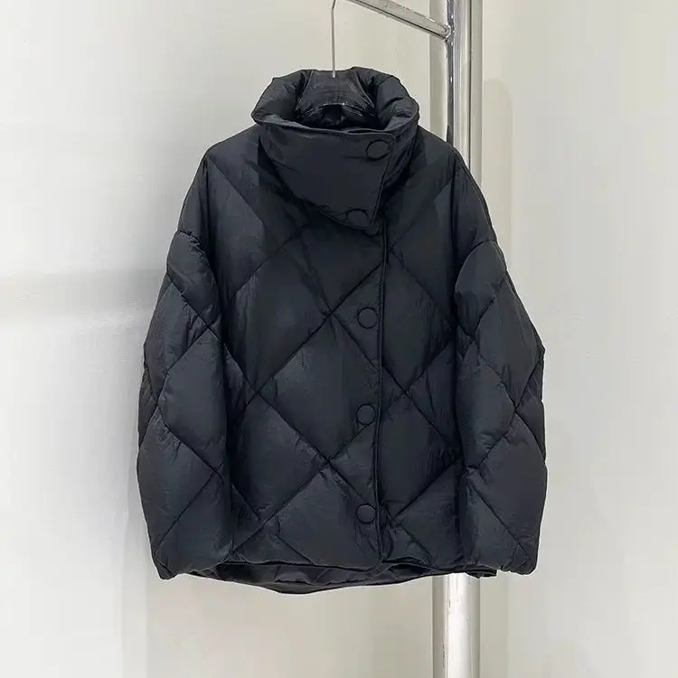Autumn and Winter New Women's Down Jacket Commuting Diamond Grid White Duck Down Jacket