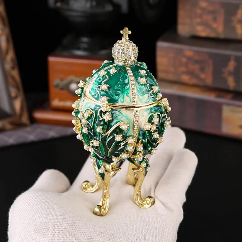 Castle Diamond Egg Enamel Jewelry Box Enamel Egg Decorative Egg Retro Box Parts