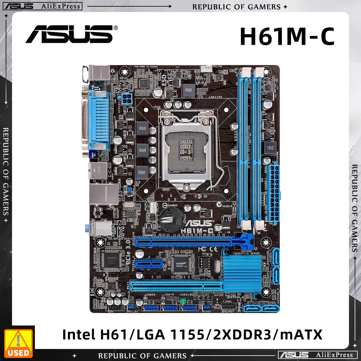 ASUS H61M-C Motherboard Support i5-2500K 3570K i7-3770K 2600 i3-3250T 2100 CPU DDR3 1066MHz LGA1155 Mainboard