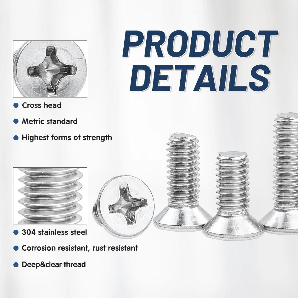 Flat Head Cross Phillips Laptop Screw M1.2 M1.4 M1.6 M2 M2.5 M3 M4 M5 M6-M10 Stainless Steel Machine Screw for Computer Notebook
