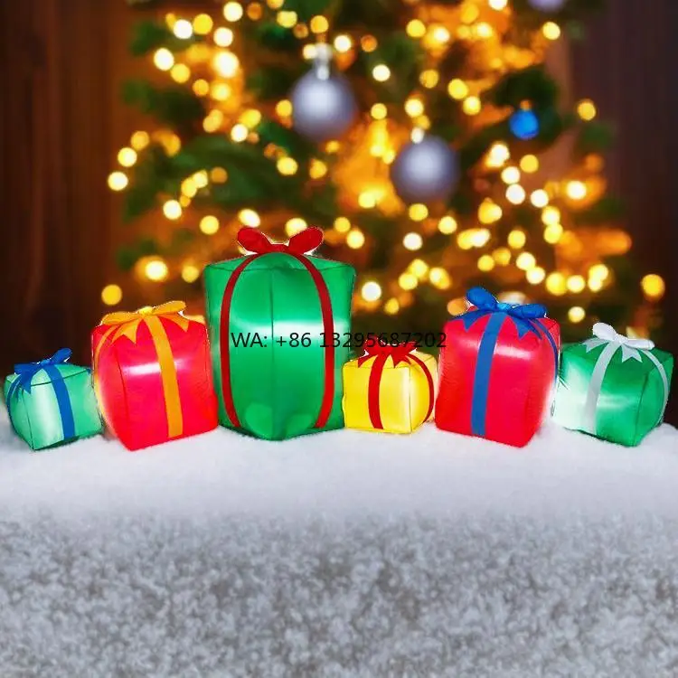 

Inflatable Christmas Gift Box with Led Lights for Gifts Holiday Garden Decorations