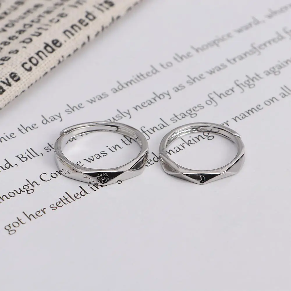 Fashion Accessories Opening Adjustable 1 Pair Wedding Party Couple Jewelry Finger Rings Set Sun Moon Ring Engagement Ring