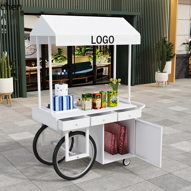 PYH wrought iron stall trolley outdoor mobile stall display stand mobile market dining car