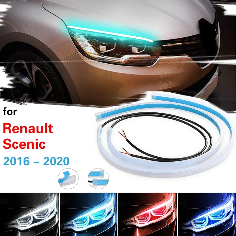 

For Renault Scenic 2016-2020 Sequential DRL LED Strip Turn Signal Light Flexible Drl Led Daytime Running Light for Car Headlight