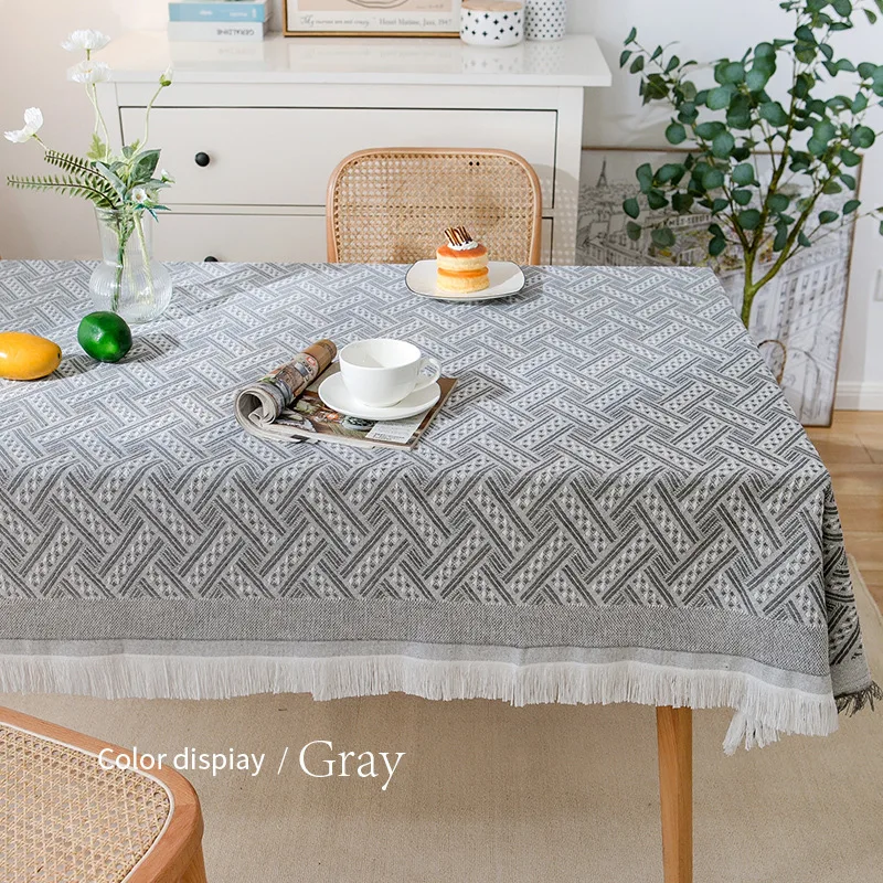 Nordic Cotton Linen Tablecloth, Rectangular End Table Cover, Tassel Lace Tablecloth, Photo Meal Cloth, Round Table Cloth,