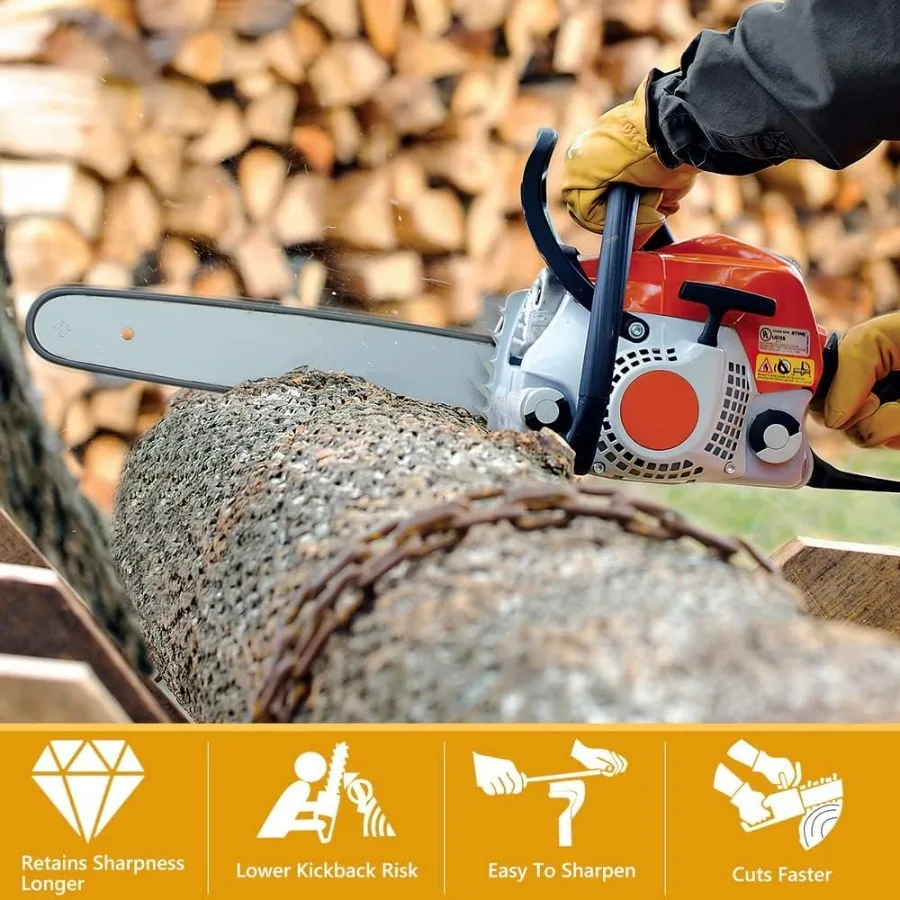 A ANLEOLIFE 8인치 체인톱 체인 4팩 S33 3/8인치 LP 피치.050인치 게이지 33 드라이브 링크 교체용 저반발 체인톱 블레이드