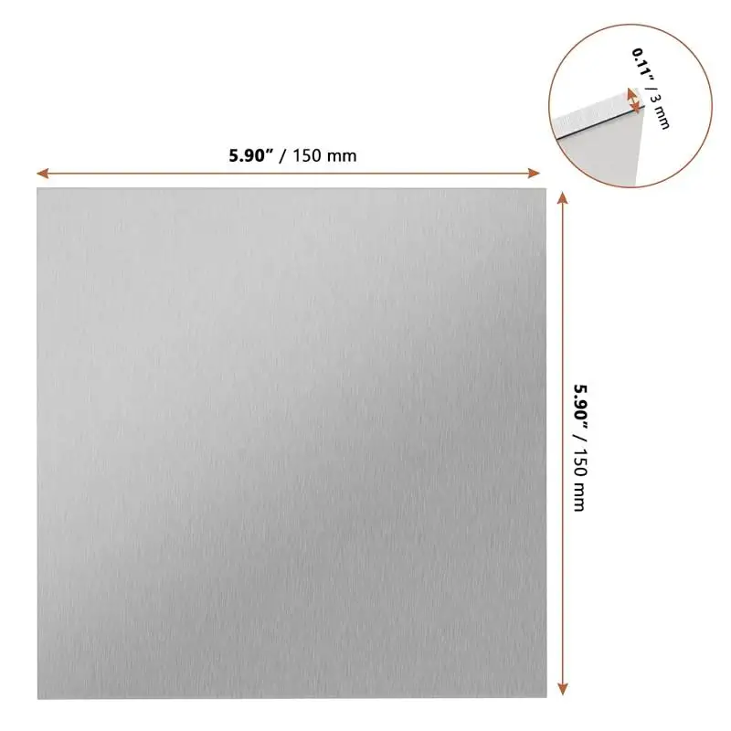 Plaque carrée en alliage d'aluminium, épaisseur 0.3mm-10mm, feuille de plaque polie 100x100mm/150x150mm/200x200mm, 1 pièce