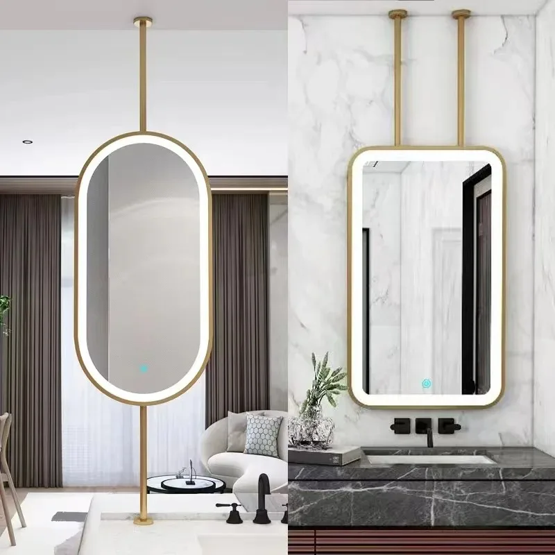 Bathroom mirror intelligent upper and lower poles, ceiling suspended mirror, hotel sink, homestay, bathroom mirror, square shape