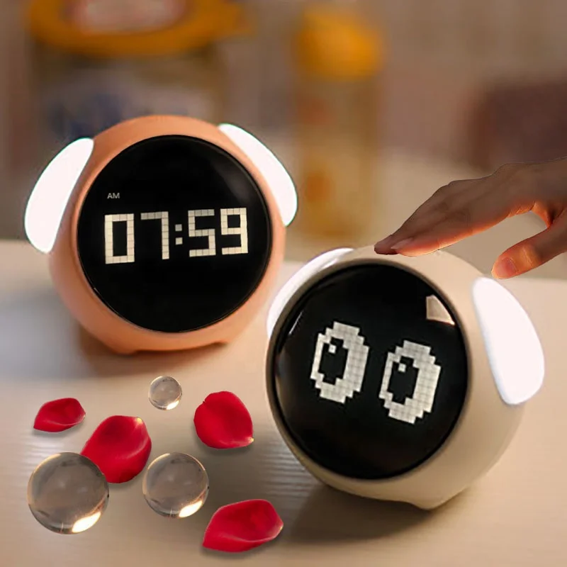 Child Alarm clock Digital Emotion Table Clock WIth Light Cute Cartoon Alarm Clock For Kids