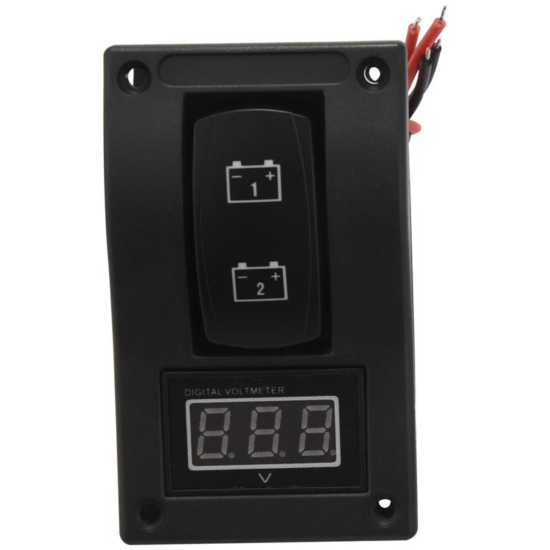 2X 12-24V LED Dual Battery Test Panel Rocker Switch Car Truck Marine Boat Voltmeter 4P ON-OFF-ON