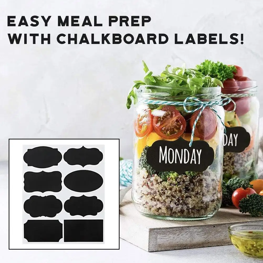 PVC Blackboard Stickers Jars Labels Erasable Chalkboard Bottles Kitchen Tag Reusable Label Sticker Stickers Labels Blackboa X8B9