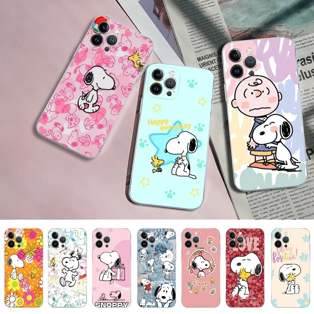 

Cartoon S-Snoopys-Dog Mousepad For iPhone 15 13 14 Pro Max XS XR 12 11 Pro 13 Mini 6 7 8 Plus Clear Back Cover Capa