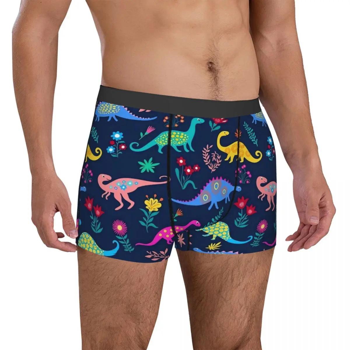 Cute Dinosaur Print Underwear Colorful Animal Pouch Hot Boxer Shorts Printed Boxer Brief Funny Males Panties Plus Size