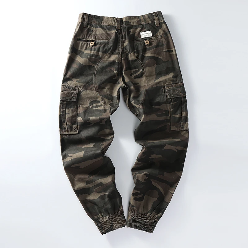 KSTUN Men's Cargo Pants American Style Vintage Camouflage Loose Jogger Pants Male Workwear Outdoor Hiking Cotton Trousers