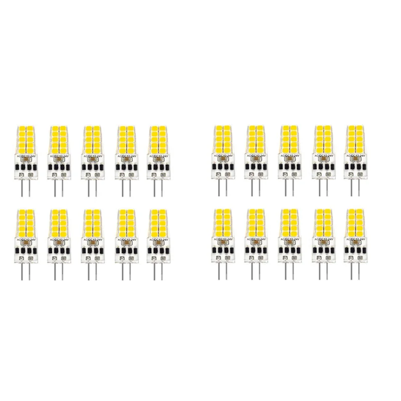 

LICE-20PCS G4 Светодиодная лампа AC/DC12V-24V 3W LED G4 Light 20LED 360 Angle Light 2835SMD Замените галогенную лампу 30W, холодный белый