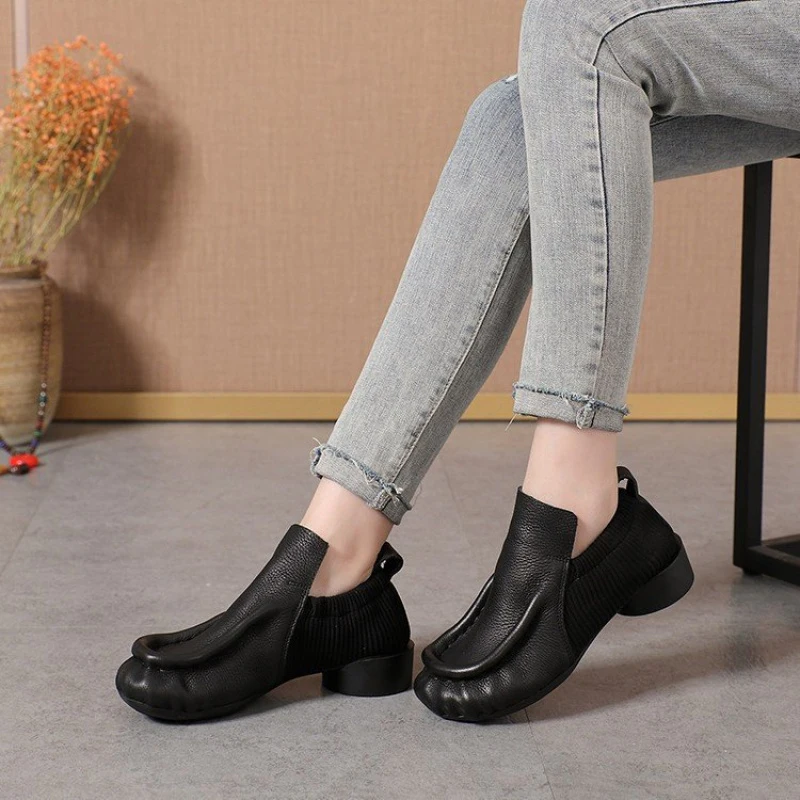 

Низкие туфли-слипоны из ПУ с квадратным носком, средний квадратный каблук 3-5 см, резиновая подошва, мягкие, удобные, нескользящие, легкие, повседневные.