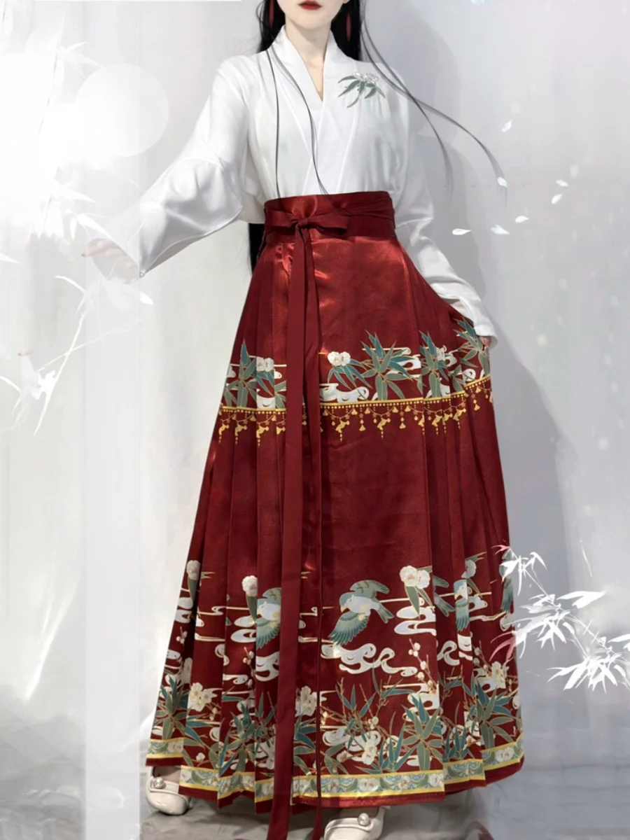 M Dynastie Hanfu Dameskleding Chinese Stijl Paard Gezicht Rok Set Shirt Rok + Rok