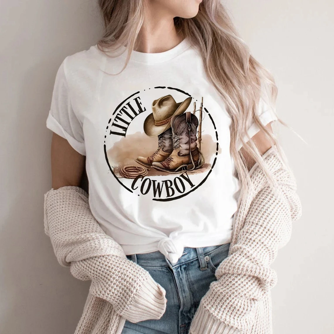 قبعات رعاة البقر الغربية حياة البلد تي شيرت المرأة البلوز تي شيرت مطبوع عادية تي شيرتات قصيرة الاكمام