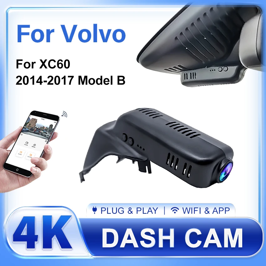 

Easy to install 4K Dashcam For Volvo XC60 2012 2013 2014 2015 2016 2017 Car DVR Wifi Video Recorder Dash Cam Camera Accessories
