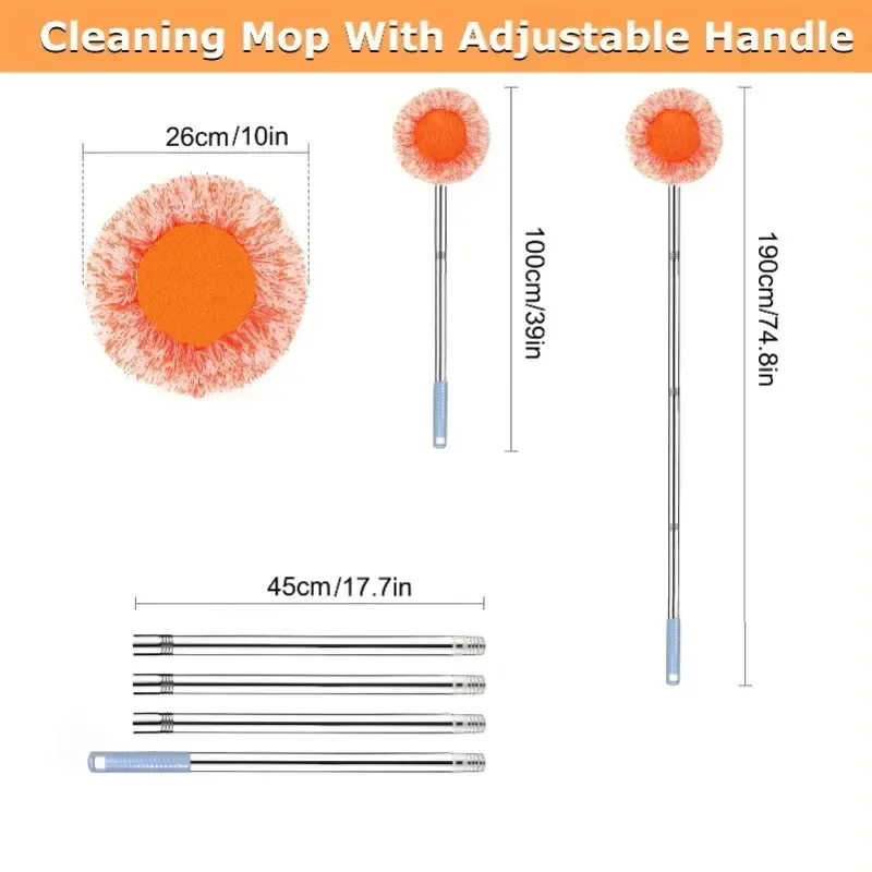 Wet & Dry Retractable Ceiling Dust Mop Set, Multi Purpose Cleaner Mop For Floor Wall Tile Glass Window Car Washing