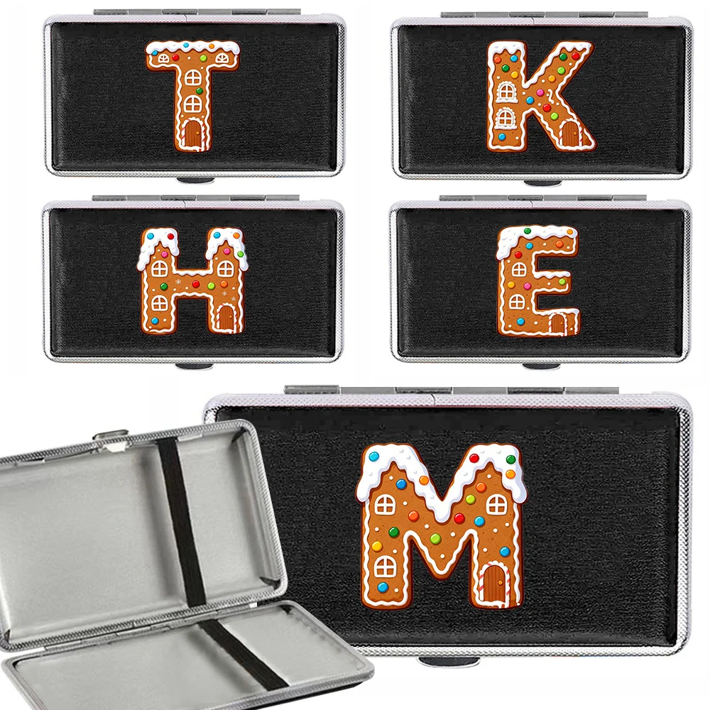 

Large Capacity Cigarette Storage Case PU Tobacco Holder Square Cigar Protective Cover Unisex Gingerbread House Pattern