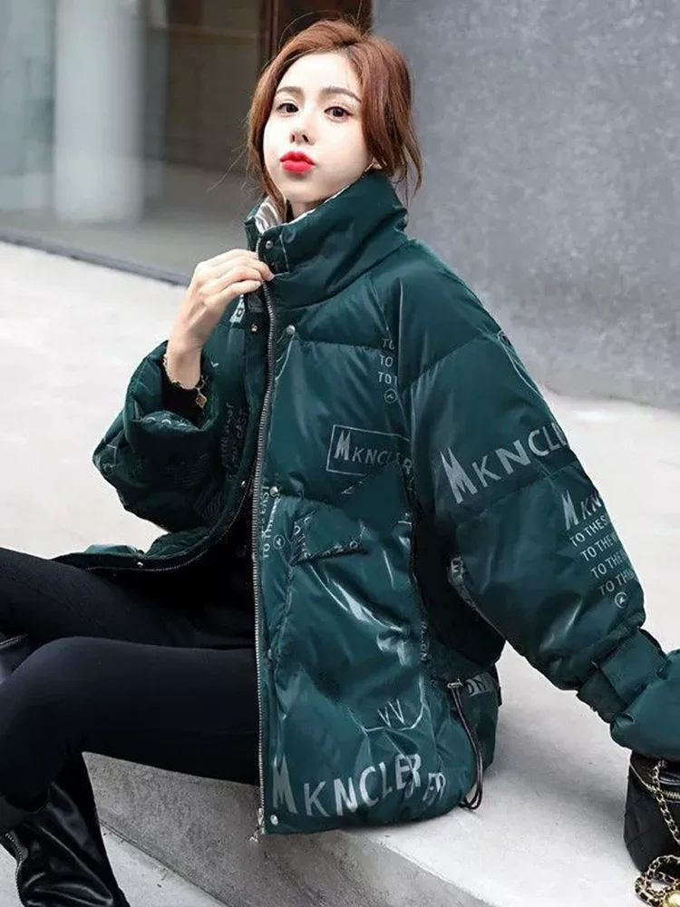 Unten Warme Streetwear Vestes Mock Kragen Baggy Kurze Koreanische Baumwolle Jacken frauen Casual Thicked Mode Lose Chaquetas