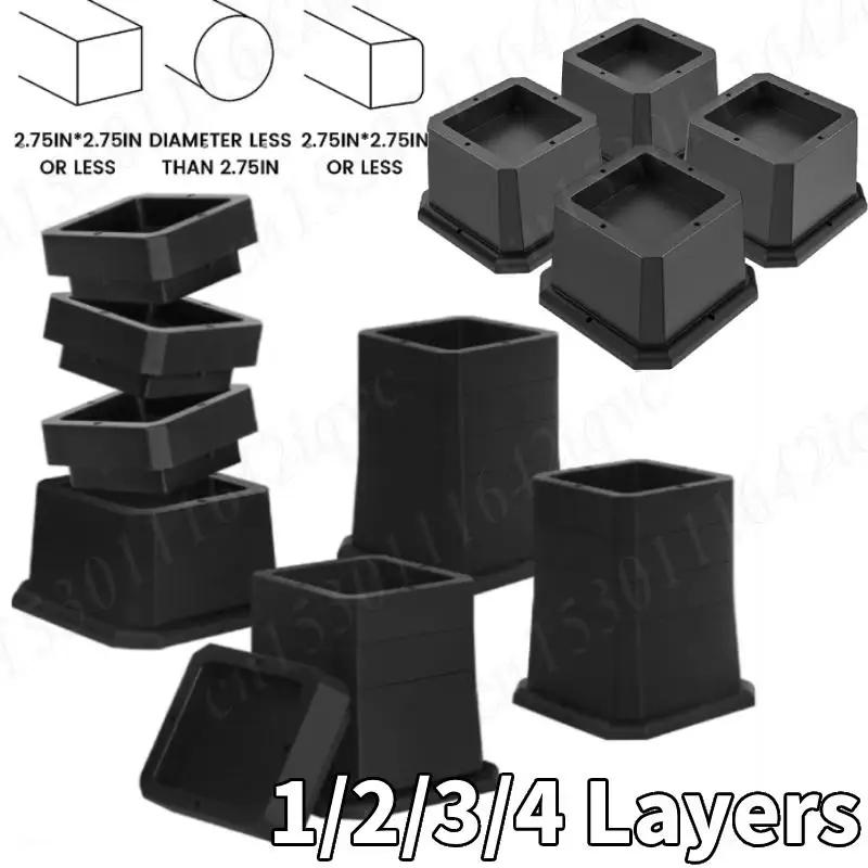 

4Pcs Stackable Sofa Foot Pads Bed Riser Sofa Table Chair Furniture Feet Leg Protector Height Adjustable Chair Glides Feet Caps
