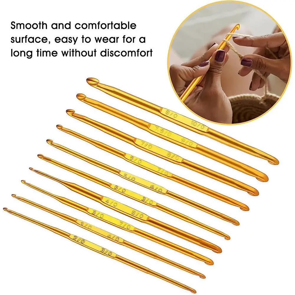 Gold Double End Crochet Hooks Handicraft Multisize Aluminum Knitting Needles Crochet Needles Blanket Shawl