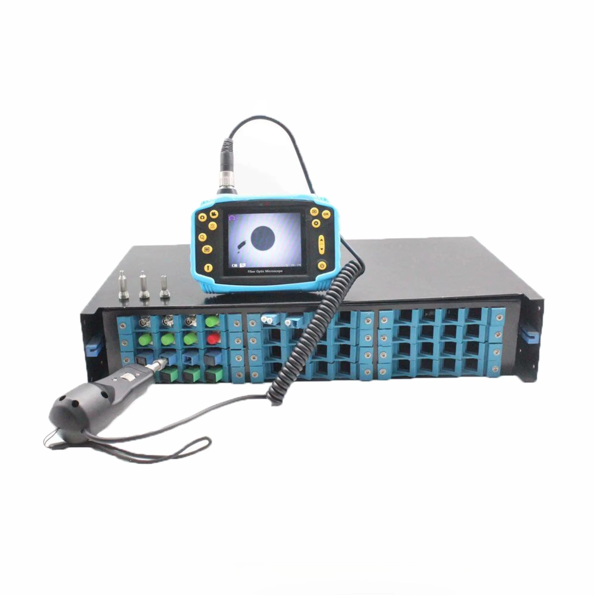 Fiber Optic Connector Inspection Probe Microscope with One Click Cleaning Pen and Cleaning Box