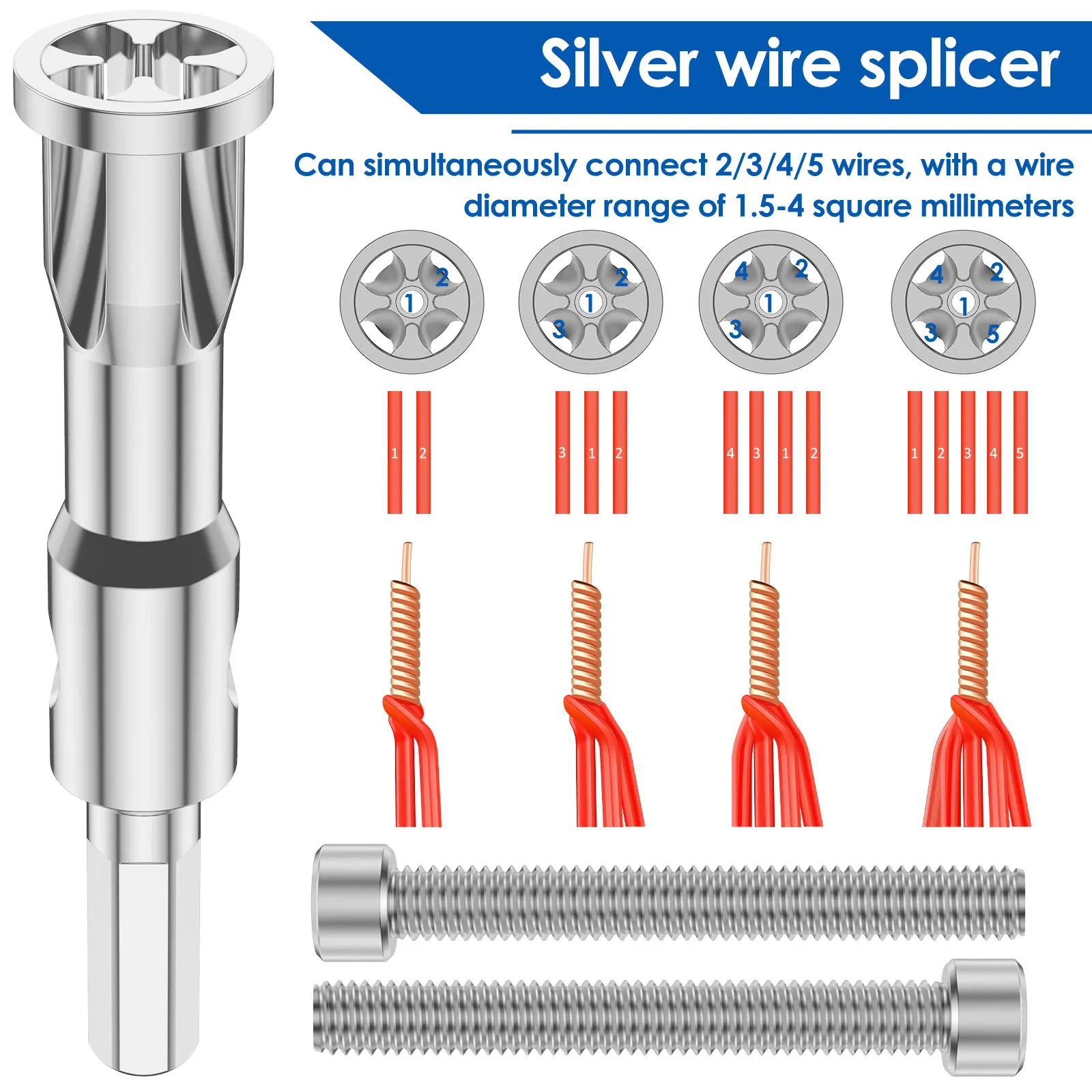 Imagem -04 - Ferramentas de Descascador de Fios Soquete de Conector de Fio Multiferramenta Ferramenta de Torção de Cabo Twister de Porca de Fio de Polegadas para Descascador de Fio Elétrico