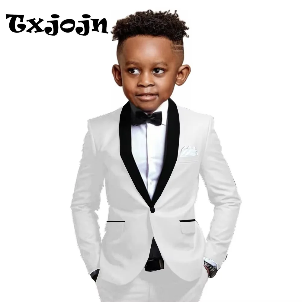 Txjojn New Boys Formal Suits 2 Pieces Jacket Pants School Activities Wear Stylish One Button Kids Tuxedo Wedding Guest Clothes