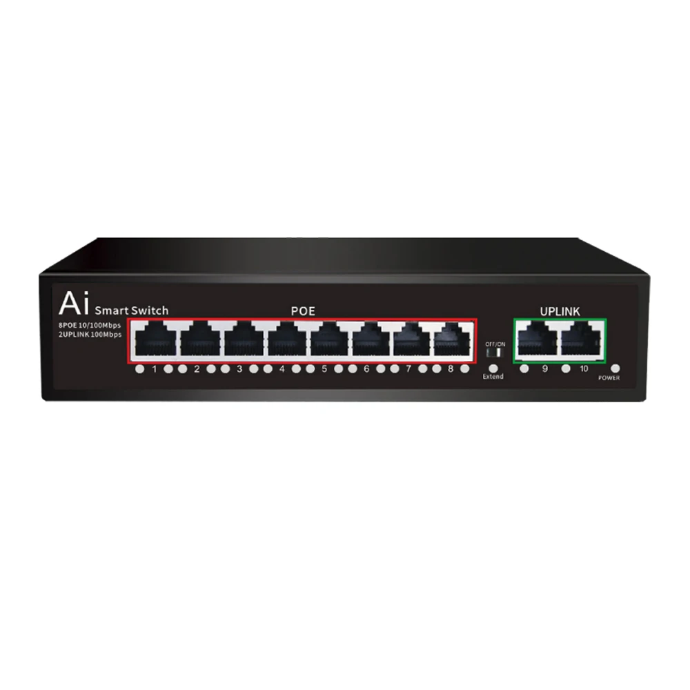 24V Nonstandard Network Switch 2*100Mbps UTP Port With 8*100Mbps POE Switch With DC24V Active POE Switch