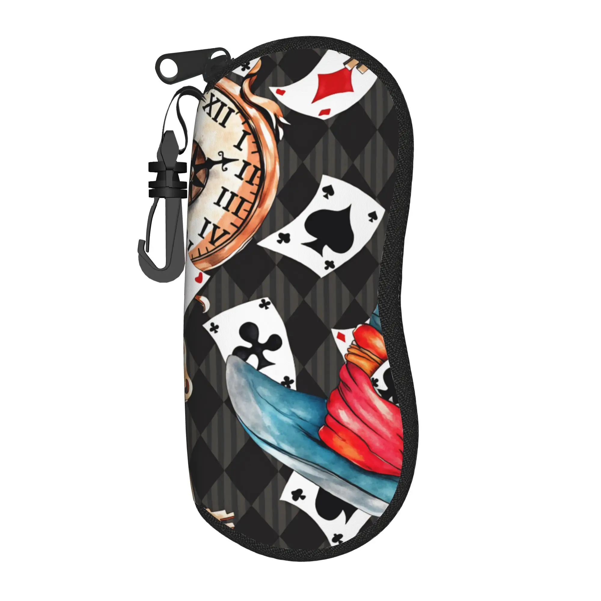 Playing Cards  Glasses Case Cover  Zip Sunglasses Pouch Unisex Daily Eyeglass Protector Soft Eyewear Storage